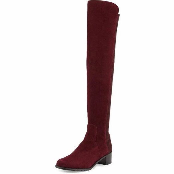 New Stuart Weitzman 5050 Bold Suede Over ther Knee Boots in Cabernet Size 10 - Picture 3 of 6